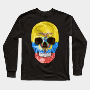 Ecuador Flag Skull - Gift for Ecuadorian With Roots From Ecuador Long Sleeve T-Shirt